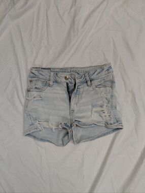American Eagle Outfitters Light Blue Distressed Denim Shorts